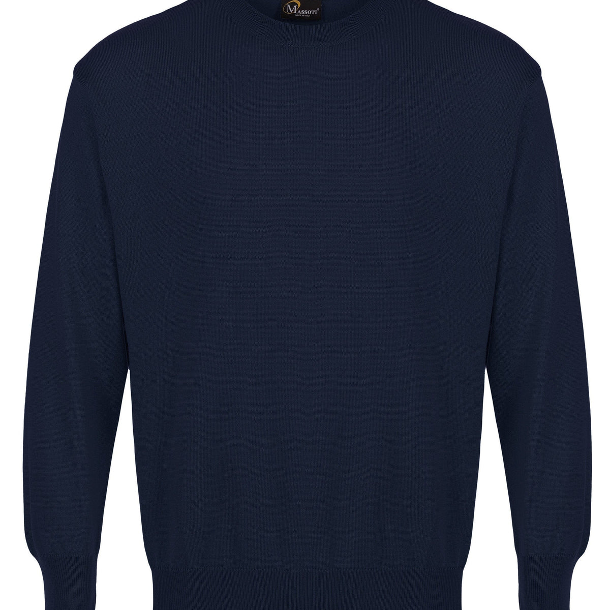 60% OFF - MASSOTI Crew Neck Sweater - Mens 100% Merino Wool - Navy - Size: SMALL