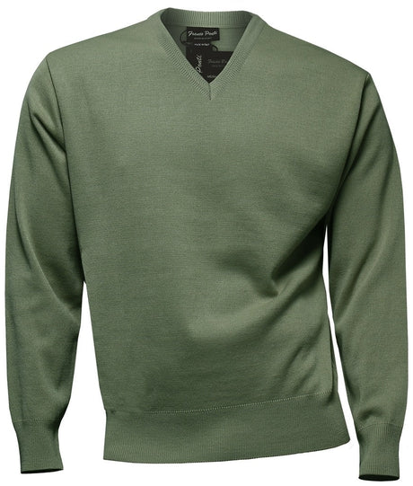 FRANCO PONTI V-Neck - Mens Italian Merino Wool Blend - Sage Franco Ponti