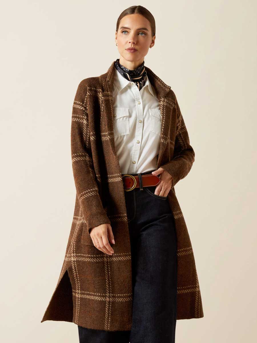 ARIAT Ballston Wool Cardigan - Women's - Sorrel Horse Plaid