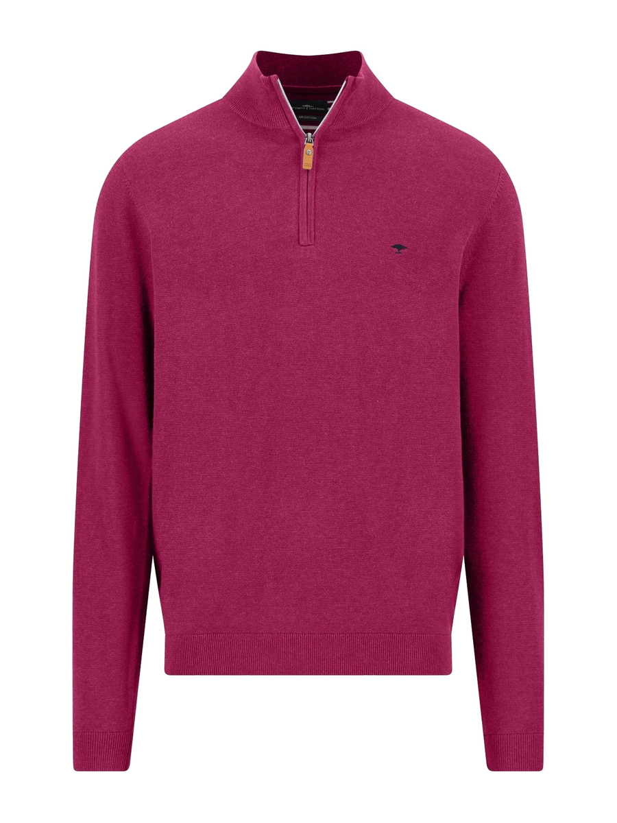 FYNCH HATTON 1/4 Zip Sweater - Men's Fine Knit Air Cotton – Grape