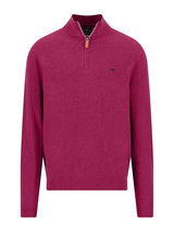 FYNCH HATTON 1/4 Zip Sweater - Men's Fine Knit Air Cotton – Grape