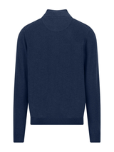 FYNCH HATTON 1/4 Zip Sweater - Men's Fine Knit Air Cotton – Ink Blue - view 5