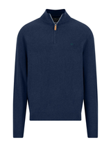 FYNCH HATTON 1/4 Zip Sweater - Men's Fine Knit Air Cotton – Ink Blue