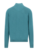 FYNCH HATTON 1/4 Zip Sweater - Men's Fine Knit Air Cotton – Teal - view 2
