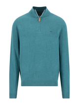 FYNCH HATTON 1/4 Zip Sweater - Men's Fine Knit Air Cotton – Teal