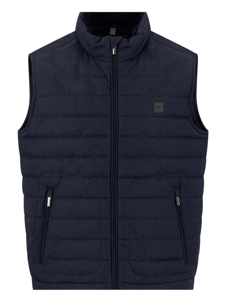 Fynch Hatton men's melange gilet in Dark Navy – front view