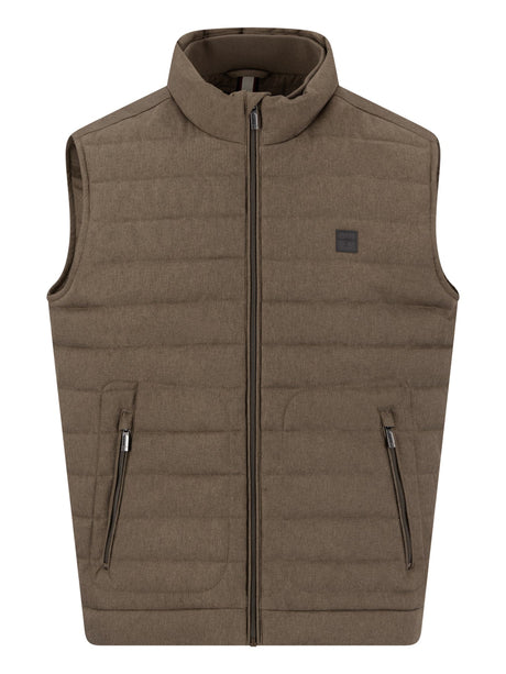 Fynch Hatton men's melange gilet in Earth – front view