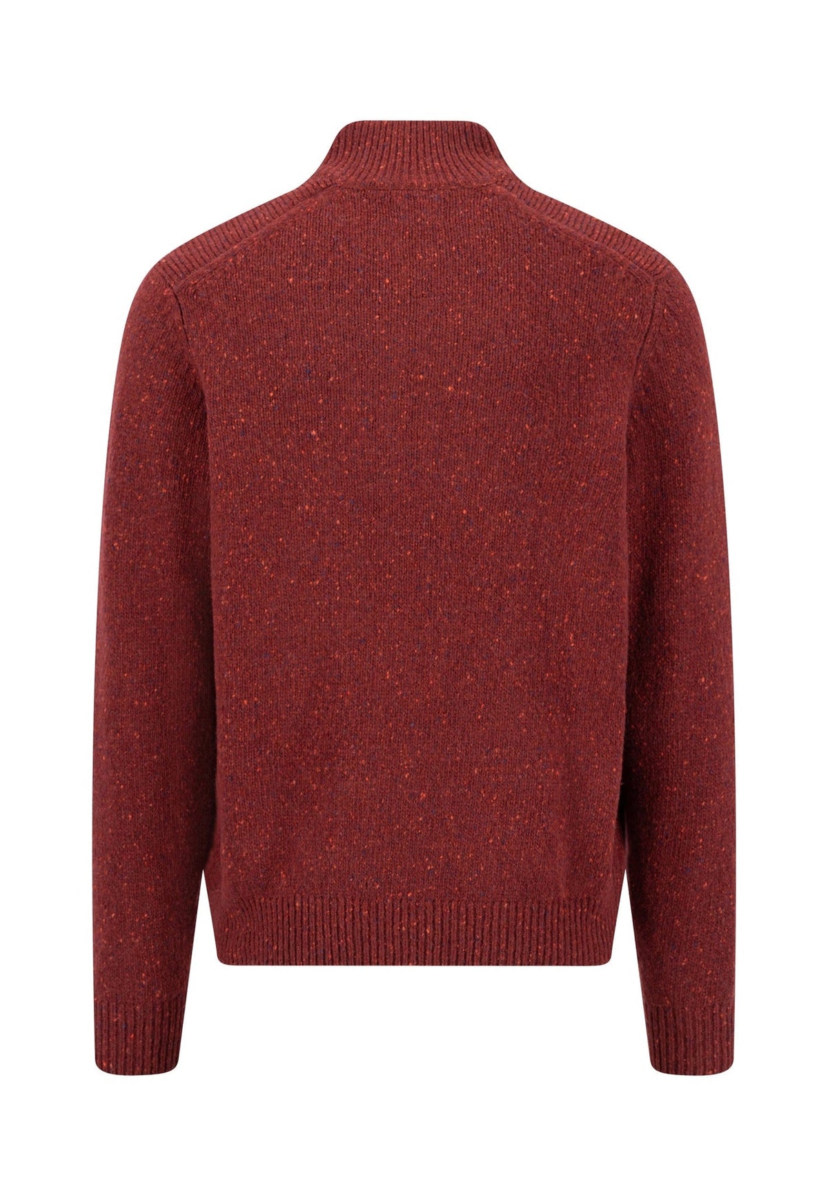 Fynch Hatton men's Donegal wool quarter-zip jumper in Brick – back view
