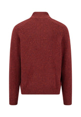 Fynch Hatton men's Donegal wool quarter-zip jumper in Brick – back view