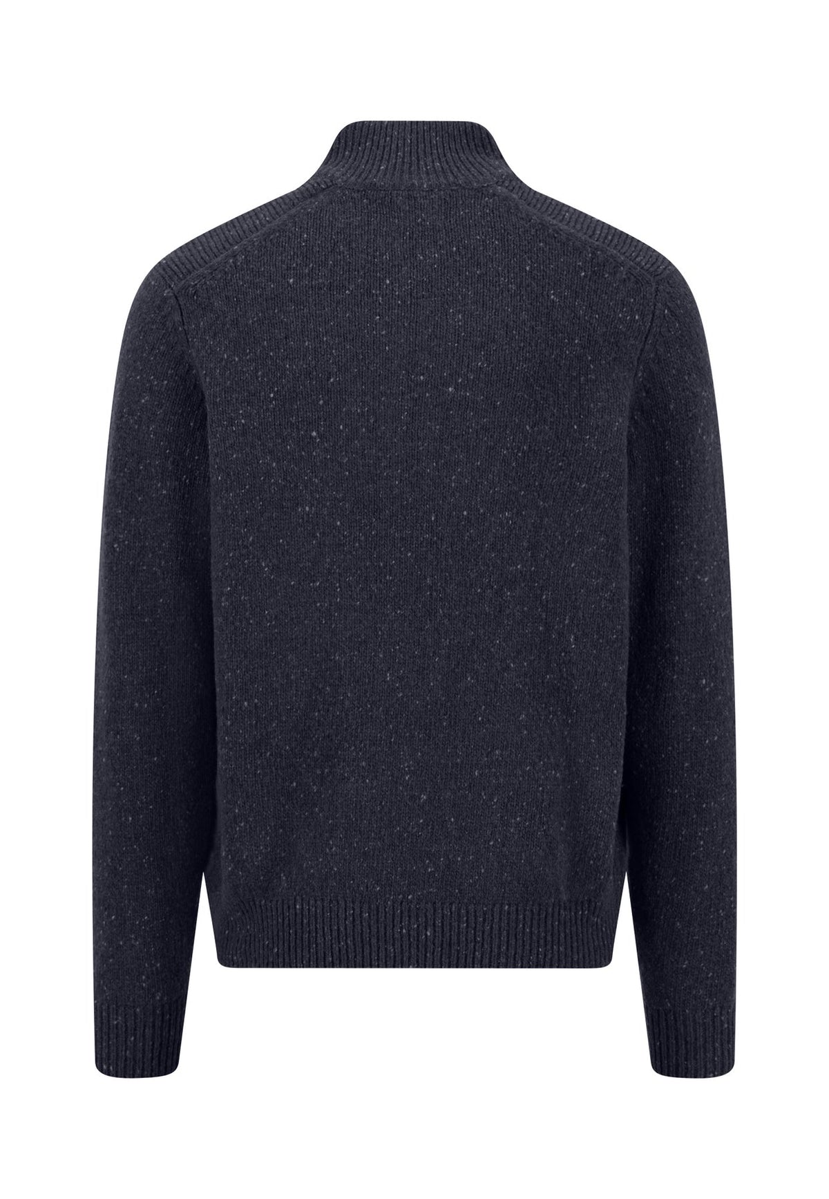 Fynch Hatton men's Donegal wool quarter-zip jumper in Navy – back view