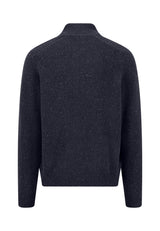 Fynch Hatton men's Donegal wool quarter-zip jumper in Navy – back view