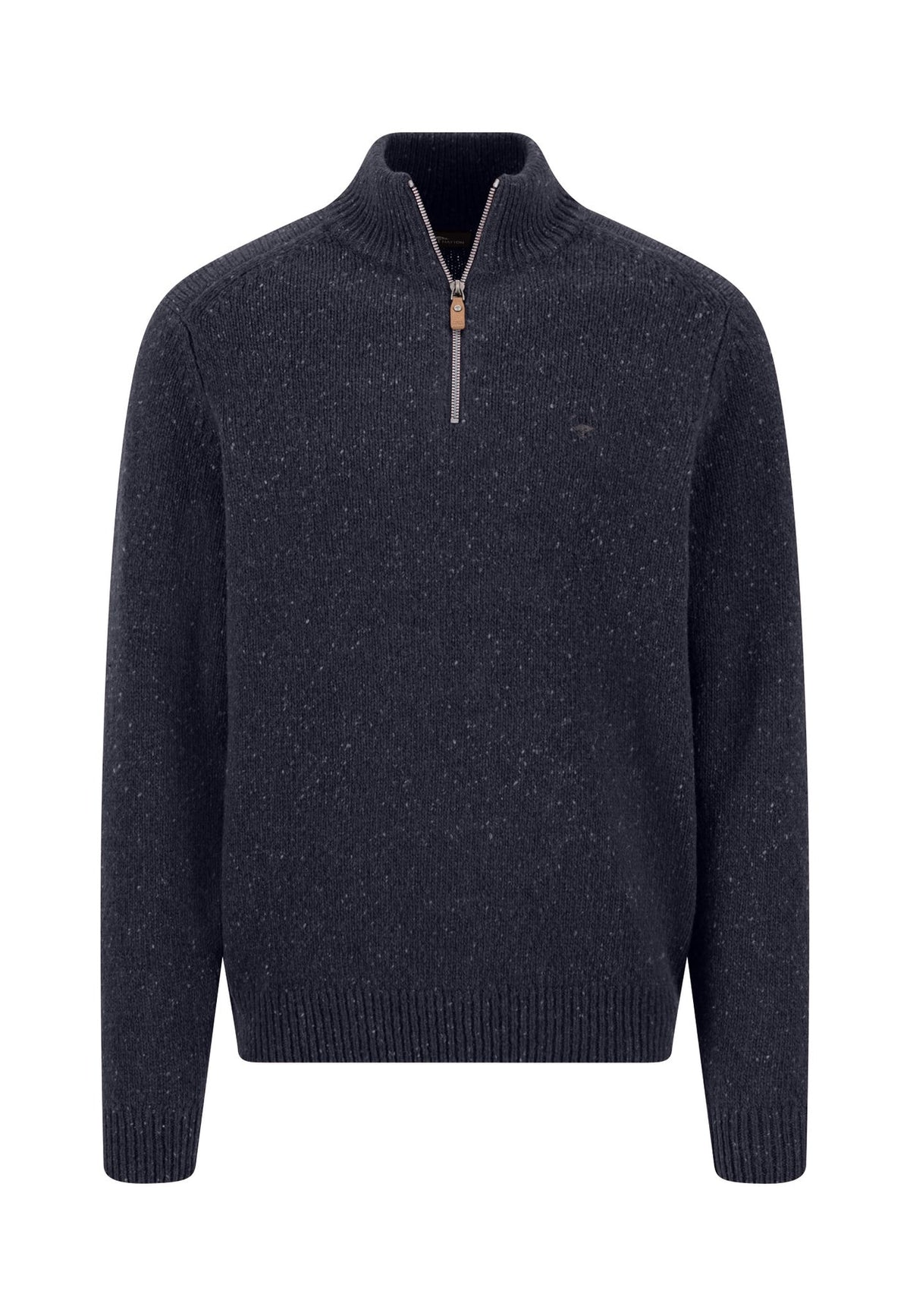 Fynch Hatton men's Donegal wool quarter-zip jumper in Navy – front view