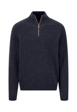 Fynch Hatton men's Donegal wool quarter-zip jumper in Navy – front view