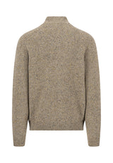 Fynch Hatton men's Donegal wool quarter-zip jumper in Clay – back view