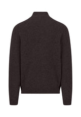 Fynch Hatton men's Donegal wool quarter-zip jumper in Soil – back view