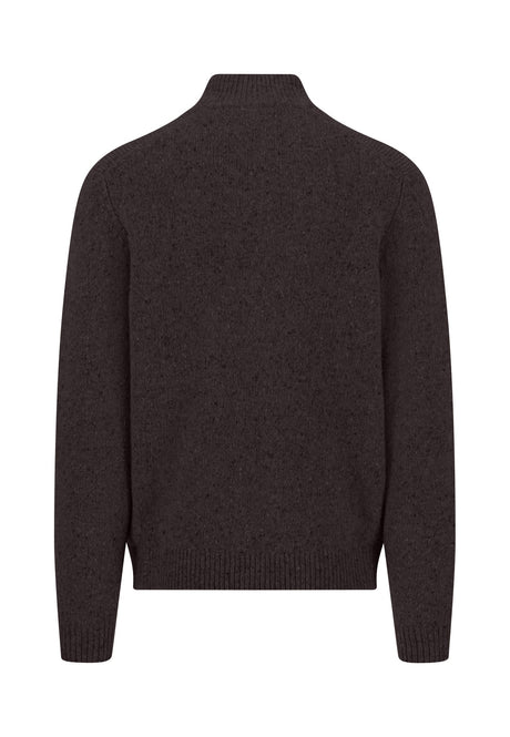 Fynch Hatton men's Donegal wool quarter-zip jumper in Soil – back view