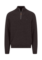 Fynch Hatton men's Donegal wool quarter-zip jumper in Soil – front view