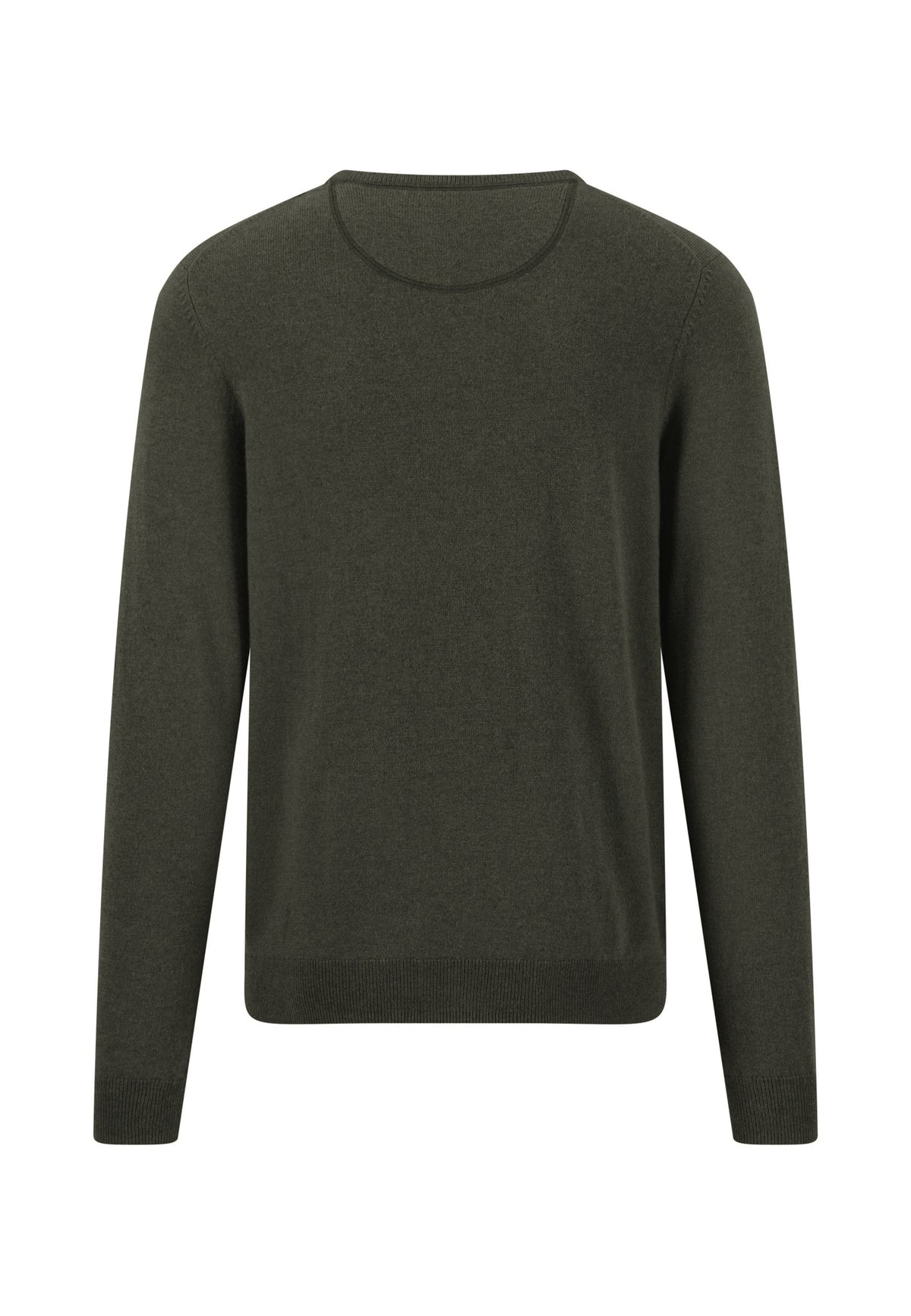 Fynch Hatton men's crew neck merino cashmere sweater in Cypress – back view