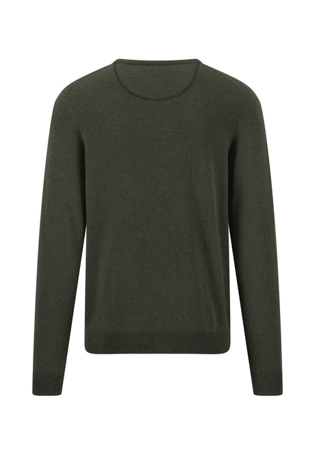 Fynch Hatton men's crew neck merino cashmere sweater in Cypress – back view