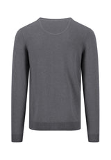 Fynch Hatton men's crew neck merino cashmere sweater in Steel – back view