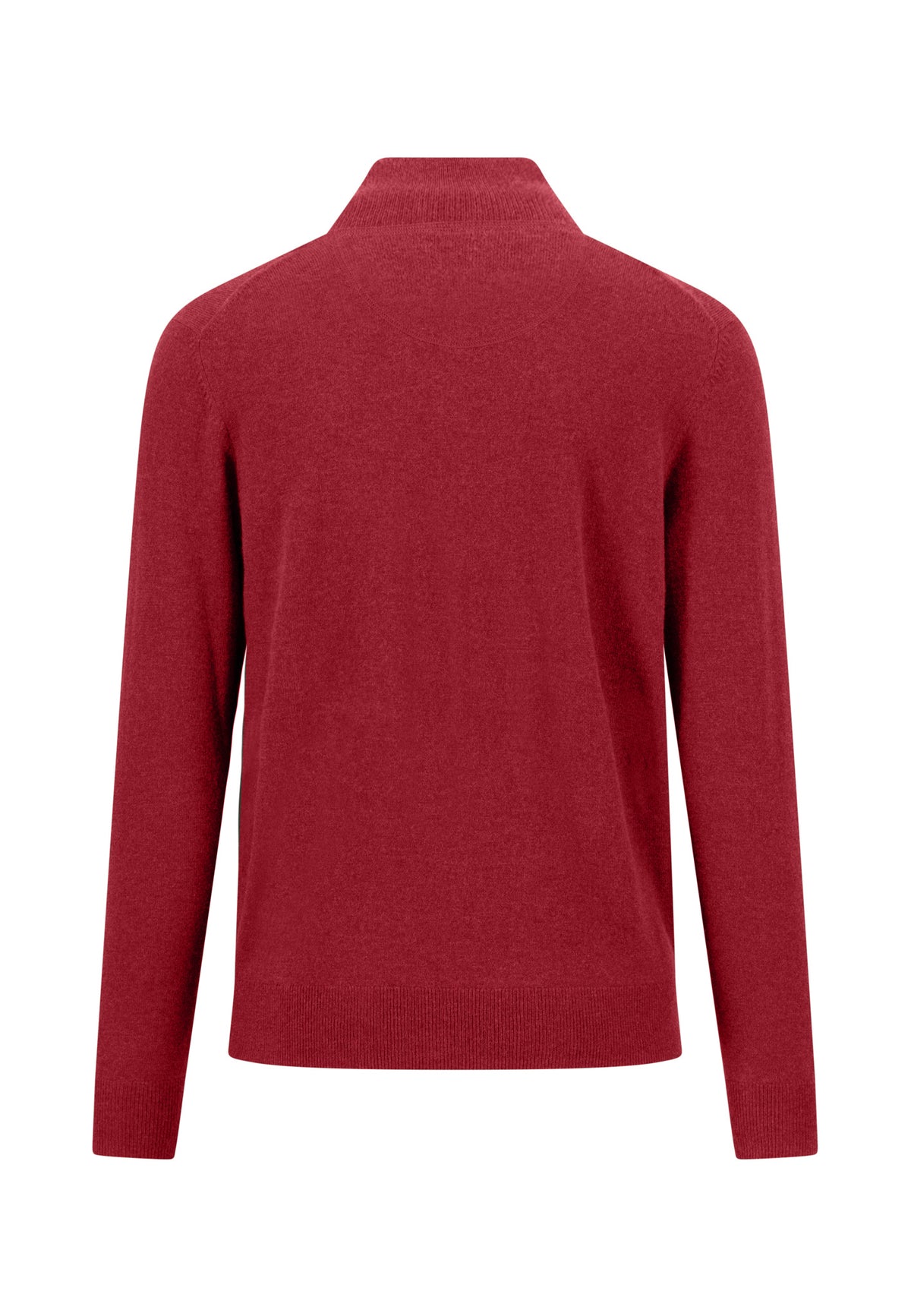 Fynch Hatton men's troyer 1/4 zip merino cashmere sweater in Brick – back view