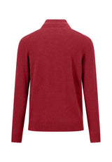 Fynch Hatton men's troyer 1/4 zip merino cashmere sweater in Brick – back view