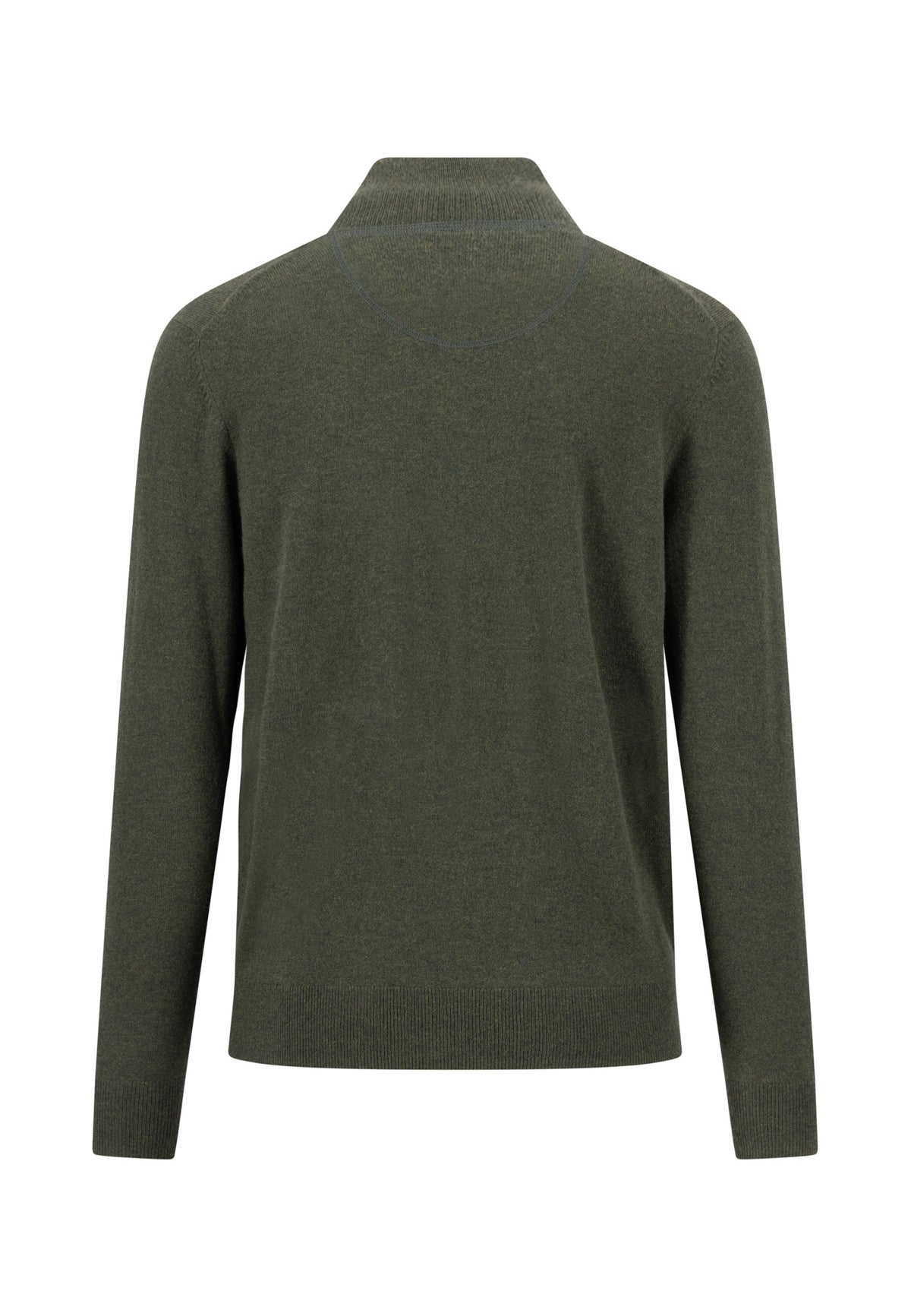 Fynch Hatton men's troyer 1/4 zip merino cashmere sweater in Cypress – back view