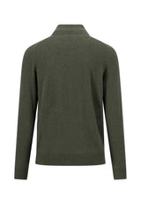 Fynch Hatton men's troyer 1/4 zip merino cashmere sweater in Cypress – back view