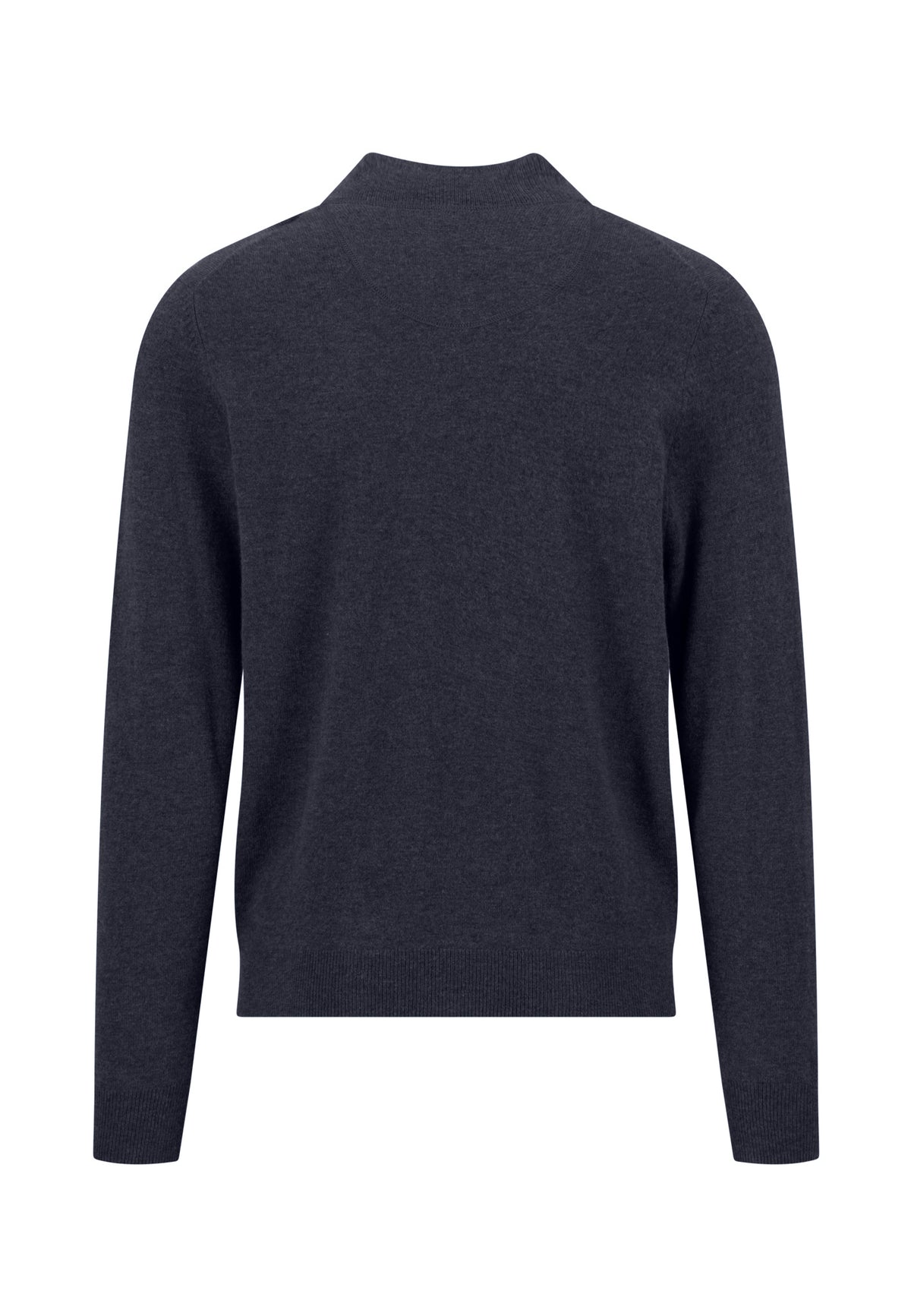 Fynch Hatton men's full zip merino cashmere cardigan in Navy – back view