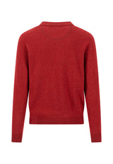Fynch Hatton men's long sleeve merino cashmere knitted polo in Brick – back view