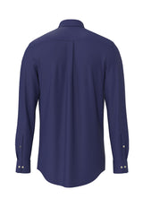 Fynch Hatton men's essential flannel button-down shirt in Navy – back view