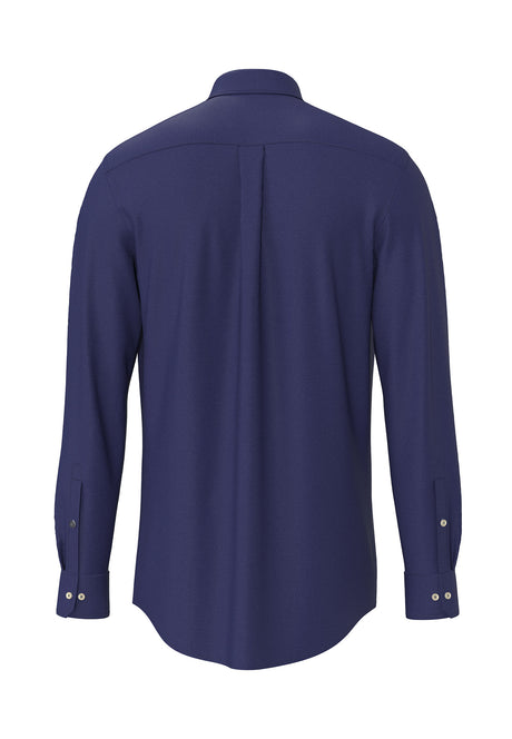 Fynch Hatton men's essential flannel button-down shirt in Navy – back view