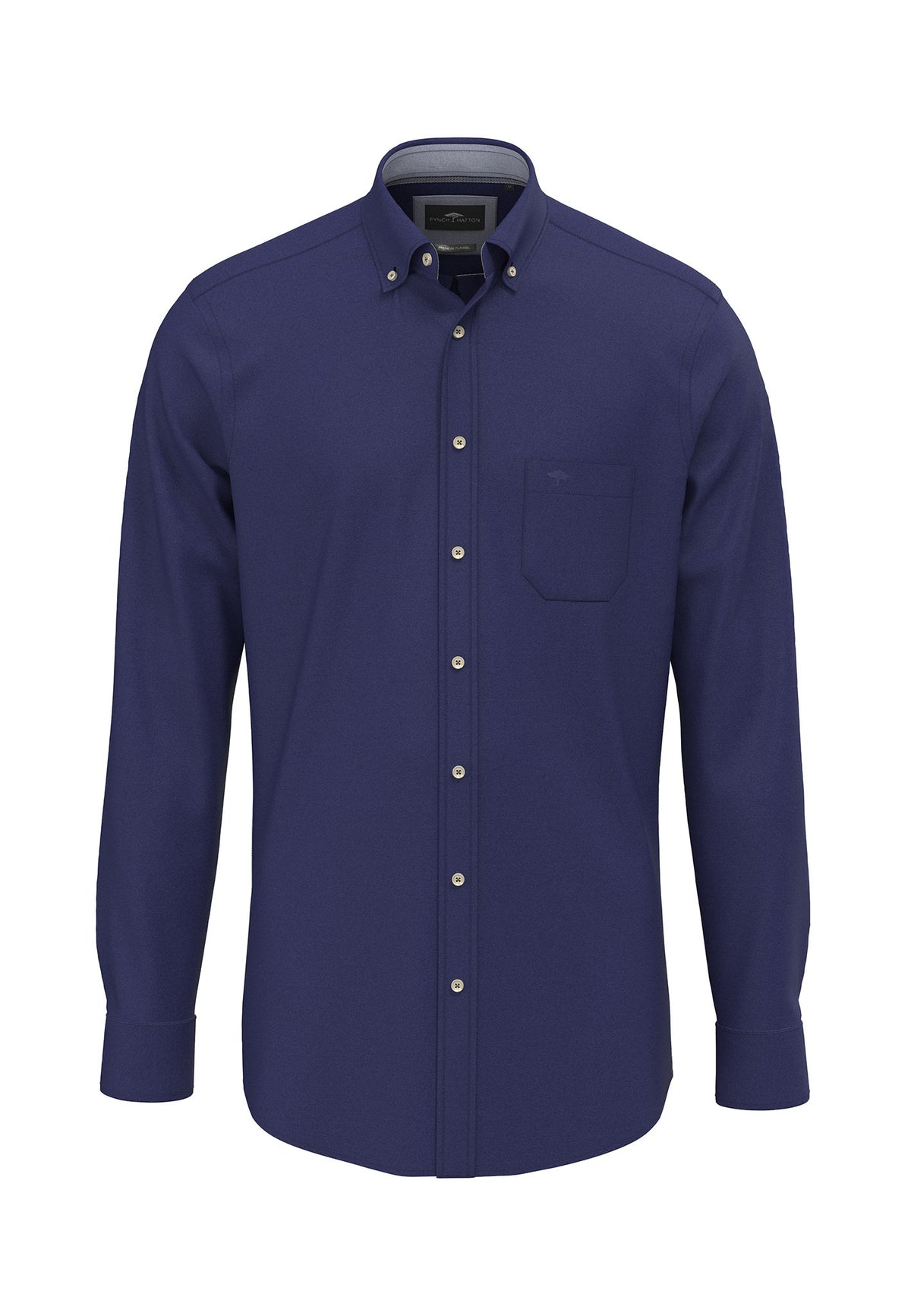 Fynch Hatton men's essential flannel button-down shirt in Navy – front view