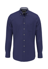 Fynch Hatton men's essential flannel button-down shirt in Navy – front view