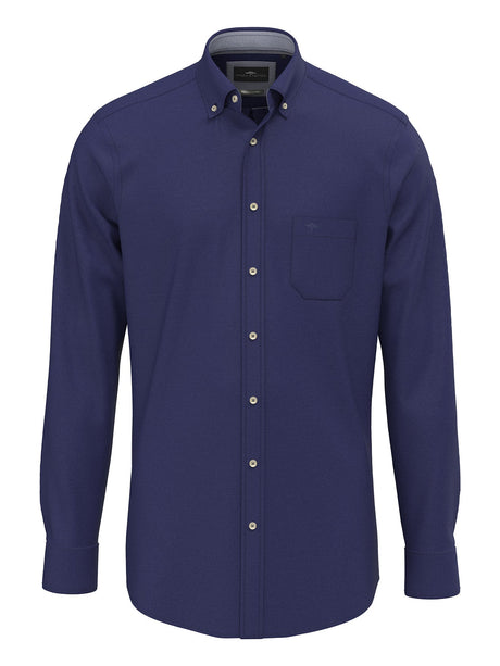Fynch Hatton men's essential flannel button-down shirt in Navy – front view