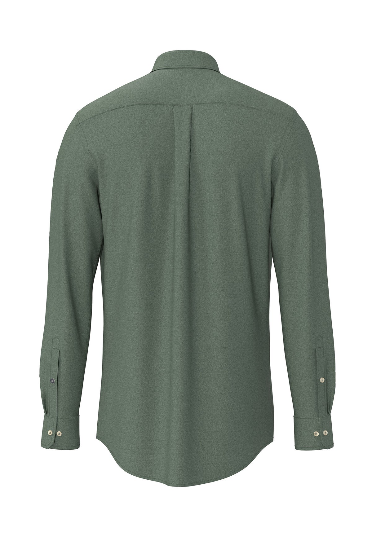 Fynch Hatton men's essential flannel button-down shirt in Dark Ivy – back view