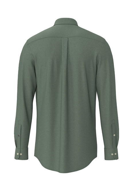 Fynch Hatton men's essential flannel button-down shirt in Dark Ivy – back view