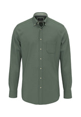 Fynch Hatton men's essential flannel button-down shirt in Dark Ivy – front view