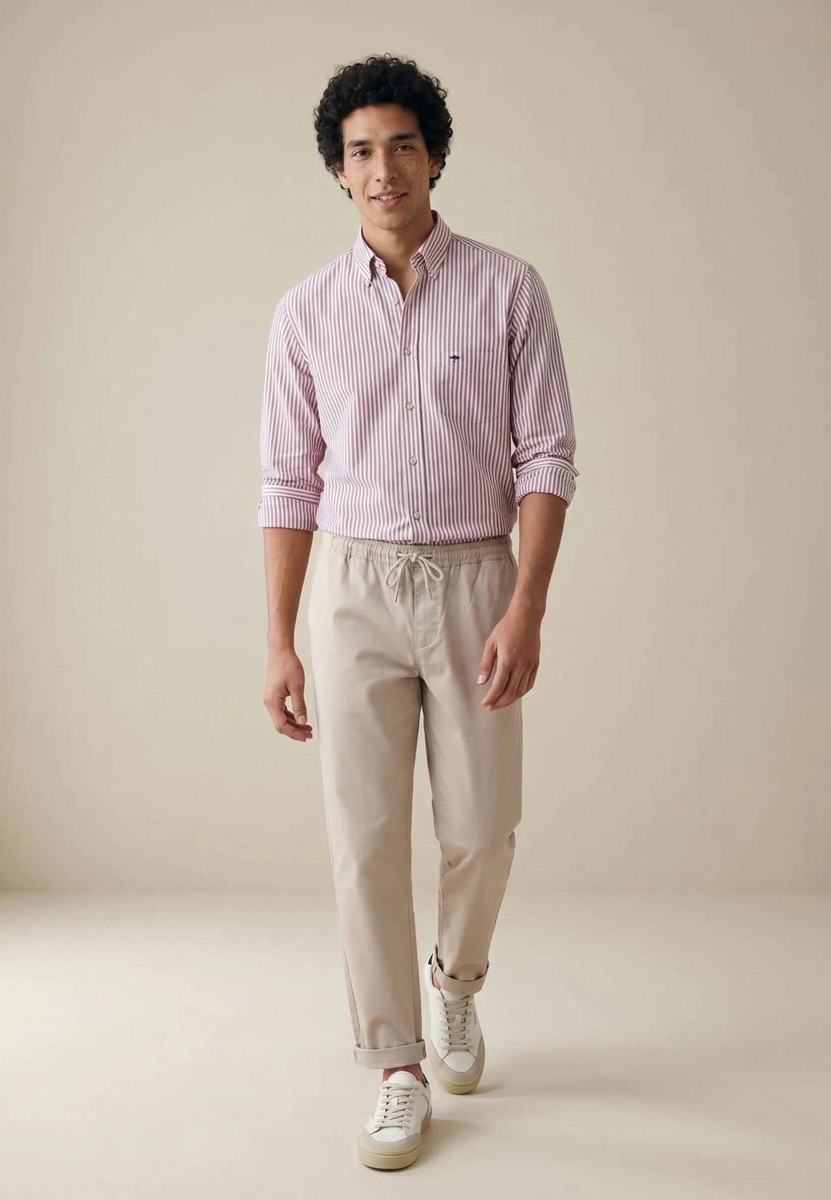 FYNCH HATTON Poplin Stripe Shirt - Men's Cotton Button-Down – Grape - view 3