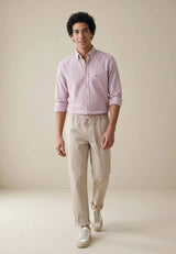 FYNCH HATTON Poplin Stripe Shirt - Men's Cotton Button-Down – Grape - view 3