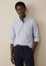 FYNCH HATTON Poplin Stripe Shirt - Men's Cotton Button-Down – Light Blue - view 2
