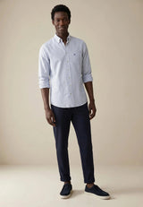 FYNCH HATTON Poplin Stripe Shirt - Men's Cotton Button-Down – Light Blue - view 4