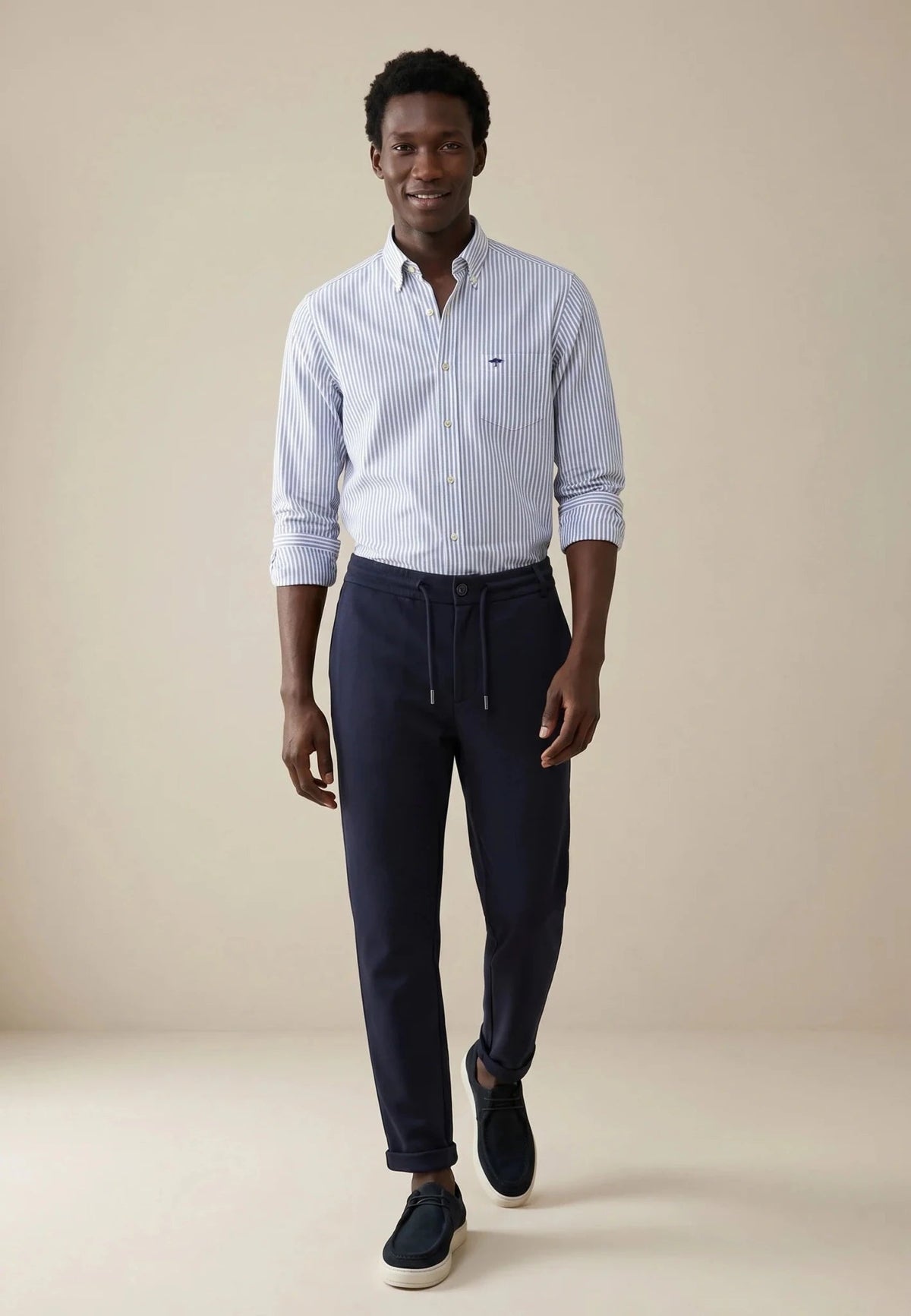 FYNCH HATTON Poplin Stripe Shirt - Men's Cotton Button-Down – Light Blue - view 3