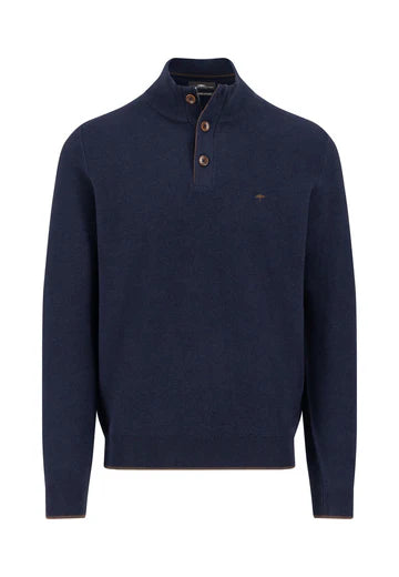 FYNCH HATTON Quarter Buttoned Sweater - Men's - Navy