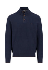 FYNCH HATTON Quarter Buttoned Sweater - Men's - Navy