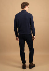 FYNCH HATTON Quarter Buttoned Sweater - Men's - Navy