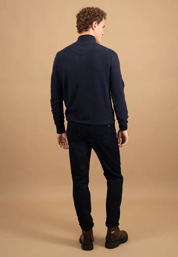 FYNCH HATTON Quarter Buttoned Sweater - Men's - Navy