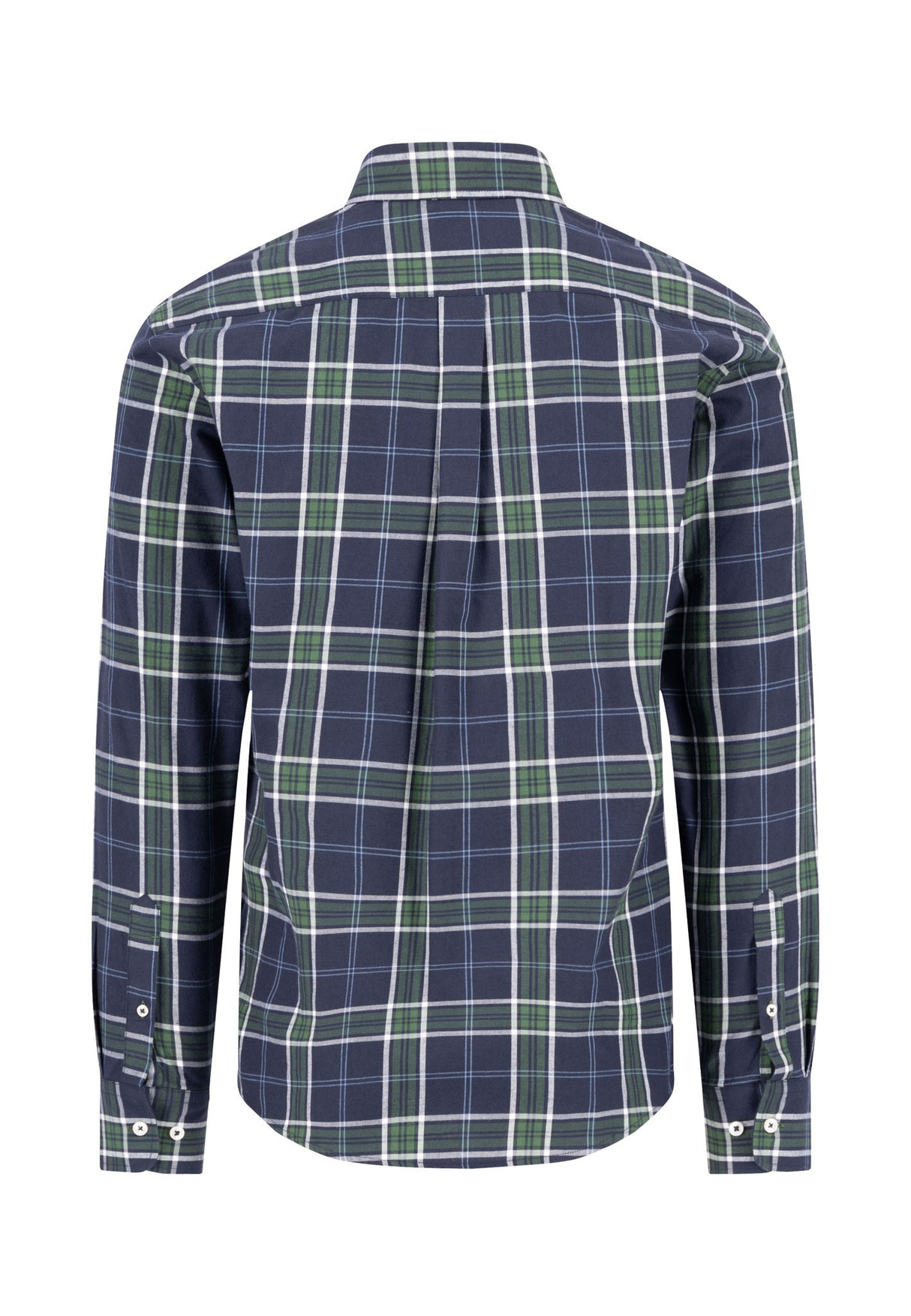 FYNCH HATTON Checked Cotton Shirt – Men’s Button-Down – Green/Blue