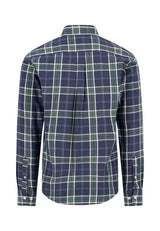 FYNCH HATTON Checked Cotton Shirt – Men’s Button-Down – Green/Blue