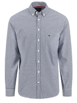 FYNCH HATTON Classic Oxford Shirt - Men's Soft Cotton – Navy Gingham Check